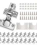 24-pack stainless concealed cabinet hinges for 1/2 in overlay, face-frame, 105° self-closing with screws and repair plates