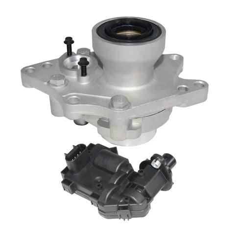 Chevy 4WD Front Differential Axle Actuator Disconnect Housing Replacement For Trailblazer Envoy Bravada Ascender 9-7x 2002 2009 Intermediate Shaft Bearing Assembly Upgrade Easy Install, silver metal housing with black actuator