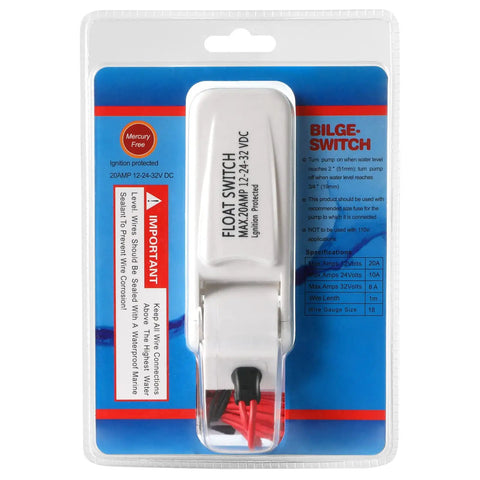 Beefy Bilge Pump Float Switch For Boats Automatic Marine Float Sensor 12V 24V 32V in packaging with instructions.