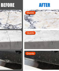 Before and after of All In One Ceramic Tile Repair Kit For Chips Cracks Scratches Dents And Holes On Ceramic Porcelain Tub Fiberglass Quartz Marble And More Easy Filler To Repair Dents And Cracks Fast on marble, quartz, granite surfaces.