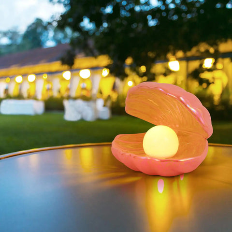 Ocean Inspired Pearl Light LED Seashell Lamp for Nightstand and Desk Ceramic Shell Glow Portable Pink Night Light outdoors