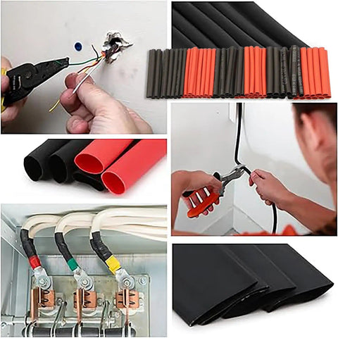 Heat Shrink Tubing Kit 328 Piece Assortment for Electrical Insulation and Wire Protection Black Red Sleeving shown in use