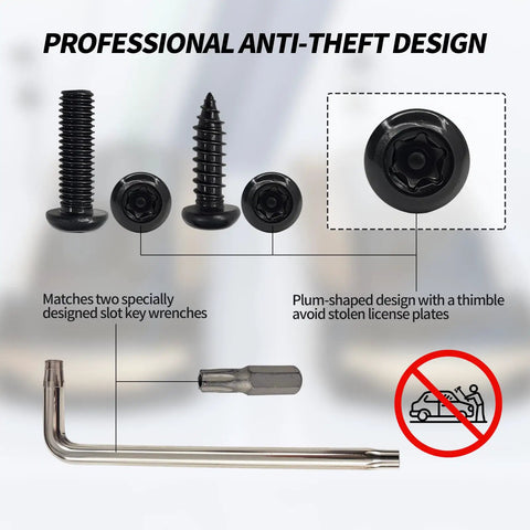 Upgrade Your Ride With Rock Solid Anti Theft License Plate Screws That Keep Your Tag Locked Down with tamper proof bolts and tools.