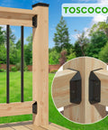 Heavy Duty Aluminum Deck Railing Bracket Connectors For 2 By 4 Wood Posts Outdoor Fence Stair Rail Hardware Set With 180 Deck Screws 30 Piece Ultra Strong Quick Install For DIY Deck Projects on a wooden deck railing