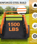 Beefy ATV Dump Cart With 1500 Lbs Capacity, reinforced steel build, removable sides, shown on grassy landscape.