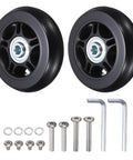 Luggage Suitcase Replacement Wheels 80x24mm Rubber Swivel Caster Bearings Repair Kit with two PU wheels, washers, wrenches, and screws.