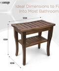 Teak Shower Bench With Storage Shelf And Non Slip Feet For A Spa Like Bathroom Upgrade Water Resistant Solid Teak Stool Easy To Use