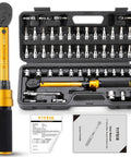 50 Piece Master Bike Torque Wrench Set With One Quarter Inch Drive, 10 To 230 Inch Pound Range, Micro 0.1 Nm Precision in case