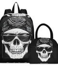 Skull Design Backpack With Insulated Cooler Lunch Box Lightweight Laptop Backpack Fits 15.6 Inch For Women And Men Daypack
