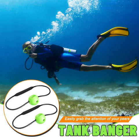 Diver using Two Pack Tank Banger Underwater Signal Device For Divers Noise Maker Attaches To Gas Cylinder Easy To Use Tapping Sound