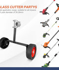 Adjustable Support Wheels For Weed Trimmer 26Mm And 28Mm with red and black tires, designed for brushcutters and strimmers.