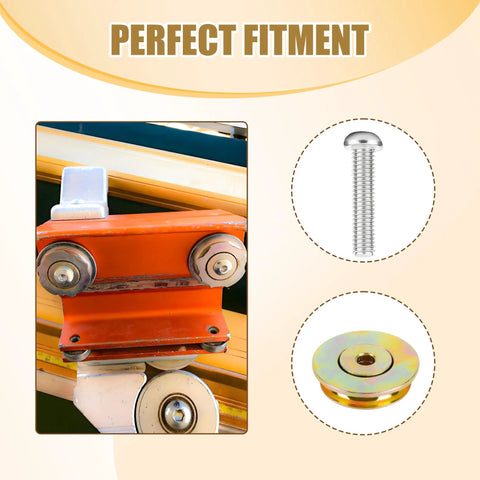 Two Piece Cut Off Flange Track Bearing Kit For Tapco Pro And Max Siding Brake Beefed Up Replacement Parts, roller and screw visible