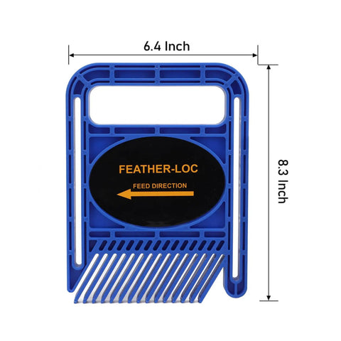Heavy Duty Adjustable Featherboard For Woodworking, Stackable Kit With Ironclad Grip measuring 6.4x8.3 inches, blue design.