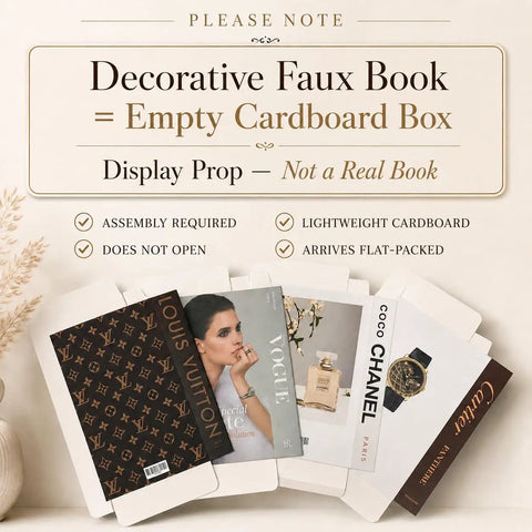 Luxe Large Faux Decorative Books Set 4 Pieces Cardboard Foldable Props For Photography And Home Staging Modern Coffee Table Decor Minimalist Room Accessory Dope Magazine Ready Editorial Vibe displayed flat.