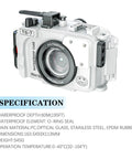 Underwater Camera Housing For Olympus Tough TG7 60m 195ft Waterproof Dope Scuba Case durable polycarbonate shell, front view.