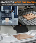 Four Piece Side Clamp Vise Aluminum Alloy Set With Ultra Low Profile Design For Compact Surface Machining On CNC Milling And Drill Press Equipment To Get Jobs Done Smoothly Without Any Hiccups with a wood part being clamped.