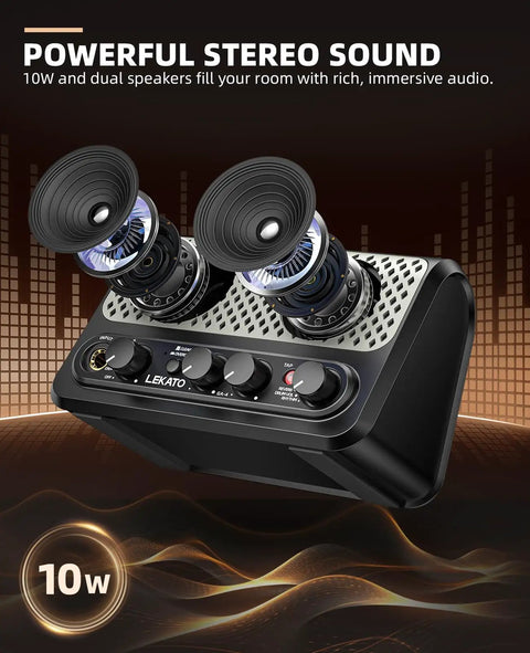 Portable 10W Bluetooth Guitar Amp With Built In Drum Machine Featuring 30 Patterns Clean And Drive Channel Reverb Rechargeable Battery