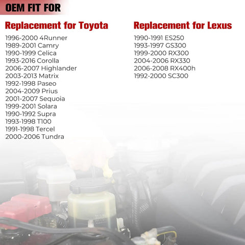 List of compatible Toyota and Lexus models for Drop In Radiator Cap For Toyota And Lexus Easy Install High Quality Cooling System Cap Maintains Proper Pressure Fits Camry Corolla Prius RX300 RX330 RX400H 4Runner Highlander Keeps Cooling System Sealed And Prevents Overheating.