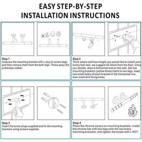 Step-by-step guide for installing Shower Foot Rest Bar Wall Mount Brass Ledge Easy Leg Shaves Polished Chrome