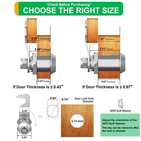 Five Eighth Inch Tubular Cam Lock with Keys, Keyed Alike Hook Cam Toolbox Lock Fits Tool Boxes, Mailboxes, File Cabinets, Drawers, RV Storage Cabinets, Zinc Alloy Built Tough, Waterproof and Rust Resistant Lock