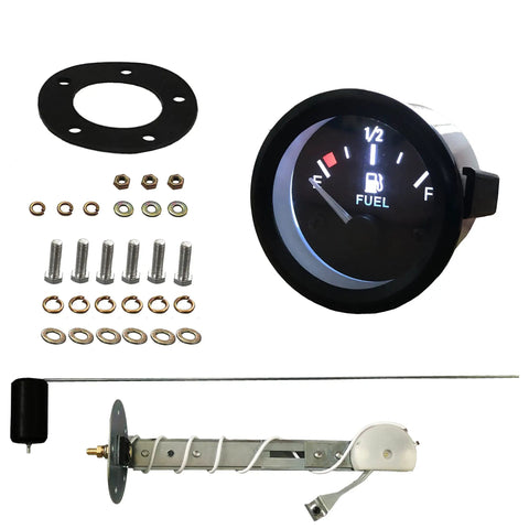 52mm Fuel Level Gauge Kit With Tank Sending Unit for Boats, RVs, and Marine Equipment, 12V Universal Water and Fuel Sender, 2-Inch Gauge Meter, Plug-And-Play Rugged Marine Sensor for Accurate Fuel Readings, black fuel gauge and sender parts