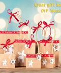 Bulk Kraft Shopping Bags With Handles 100 Count 10x5x13 Brown Paper Gift Bags With Christmas Decorations and Ribbons
