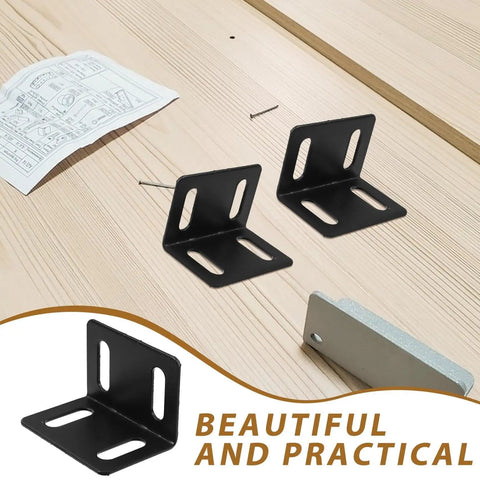 Beefy Right Angle Shelf Brackets Set Of 10 Heavy Duty Metal Corner Braces 2.0mm Thick Black Finish For Bed Frames And Shelf Support