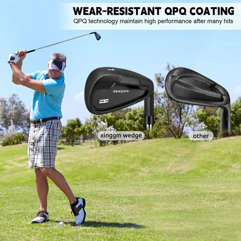 Pro Grade Men Golf Irons Set With Steel Shaft For Right Hand Golfers Stiff Flex Featuring CNC Grooves For Superior Control And Distance Low Center Of Gravity Design Minimizes Turf Digging And Provides Consistent Launch 3 Iron Single shown in action with golfer