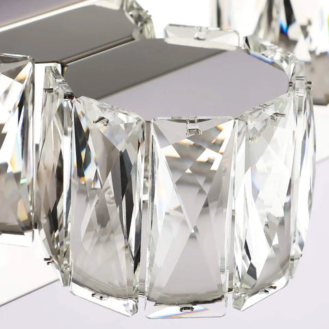 Four Light Crystal Vanity Light Bar Over Mirror Modern LED Bathroom Fixture 5500K White 24W 27.6 Inch Long 4.3 Inch Wide 4.5 Inch Extension Stainless Steel With K9 Crystal For Bright Bath Vanity Lighting