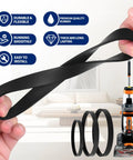 Replacement Carpet Cleaner Belt Kit For ProHeat 2X Revolution Pet And More 3 Pack Fits Thirty Plus Bissell Models belts displayed
