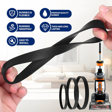 Replacement Carpet Cleaner Belt Kit For ProHeat 2X Revolution Pet And More 3 Pack Fits Thirty Plus Bissell Models belts displayed