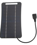 Your Go To Portable 5V 5W USB Solar Panel High Efficiency Monocrystalline Silicon Solar Charger With USB Output For Camping Travel Outdoor Home Lighting Small Power Black, showing front view with attached USB cable.