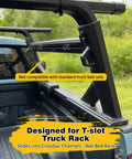 Truck with T Track Mount Tie Down Anchor For Roof Rack And Truck Bed fitted on T-slot channels, black finish visible