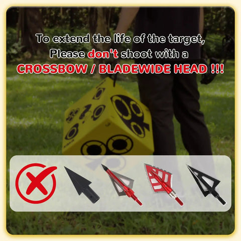Person carrying Six Sided Self Healing Foam Archery Target With Carry Handle For Easy Arrow Removal Lightweight Backyard Practice Block.