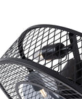 Close-up of the Industrial Cage Ceiling Fan With Light And Remote, 36-Inch Retractable Blades, showing metal mesh and bulb holder
