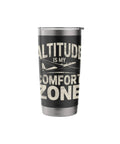 Glider Pilot Insulated Stainless Steel Tumbler For Soaring Club Members And Sailplane Fans, black with plane graphic