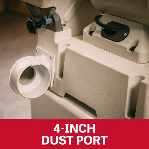 4-inch dust port on Heavy Duty 6 By 48 Inch Belt And 12 Inch Disc Sander With Closed Stand One Point Five Horsepower for woodworking.