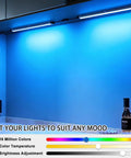 Dimmable WiFi RGB Under Cabinet LED Lighting Kit 12 Inch Linkable Under Counter Lights with Remote Control, blue lighting