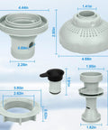 Large Inlet Air Nozzle For Above Ground Pool Pumps 1900 2450 GPH, Pro Grade Inlet Air Jet Kit with dimensions shown