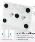 Bottom view of marble base with anti-slip pads for tall free standing toilet paper holder with marble base for easy reach.
