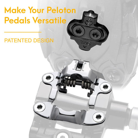 SPD Pedal Adapters For Peloton Turn Look Delta Pedals Into SPD Toe Clip Cages With Cleats Included, silver component shown