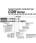 Compact Guide Rod Air Cylinder And Pneumatic Actuator diagram showing ordering details for CQM series parts and sizes.