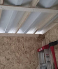 Under Deck Drainage System For 16 Inch Joists, 50 Ft Roll, 30 Mil Thick Trough With Black Top Side And White Bottom installation