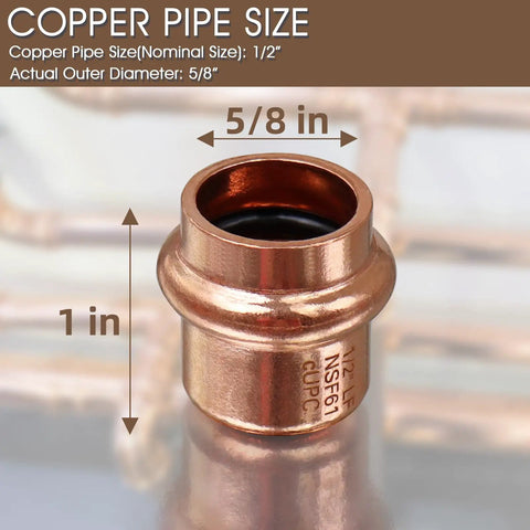 Half Inch Copper End Cap Set Zero Lead 1/2 Inch Copper Press Cap End Plug For Plumbing 5/8 Inch OD CUPC Certified