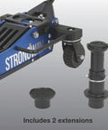 Side view of Beefy 3 Ton Aluminum Off-Road Jack for Trucks and SUVs, 6000 Lb Capacity, showing wheel and extensions.