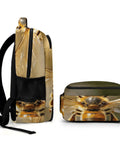 Side view of Striped Furry Bee Printed Unisex Backpack With Large Capacity, Durable Polyester Material, Breathable And Easy To Clean Daypack.