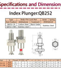 Workhorse Indexing Plunger With Hand Retractable Spring Pin Locking Screw Precision Threaded Bolt specifications and dimensions
