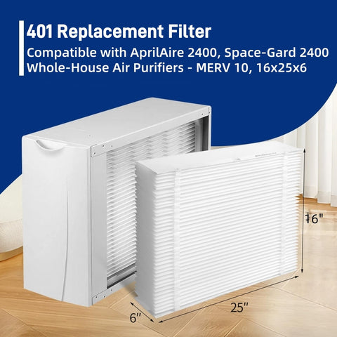 3 Pack 401 Replacement Filter For AprilAire 2400 And Space Gard 2400 Whole House Purifier MERV 10 Furnace Filter 16x25x6 air filter
