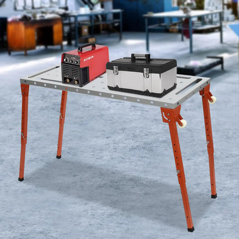 Heavy Duty Portable Welding Table Built Tough With A Rock Solid 1000 Lb Load, Foldable Workshop Bench with tools.