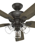 52 Inch Indoor Ceiling Fan With LED Lights And Pull Chain, Bronze Finish, 5 Blades, Ideal For Bedroom, Living Room Or Kitchen